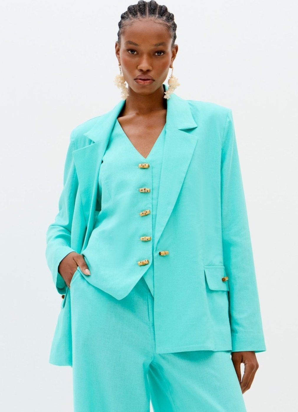 Blazer Alongado Com Linho