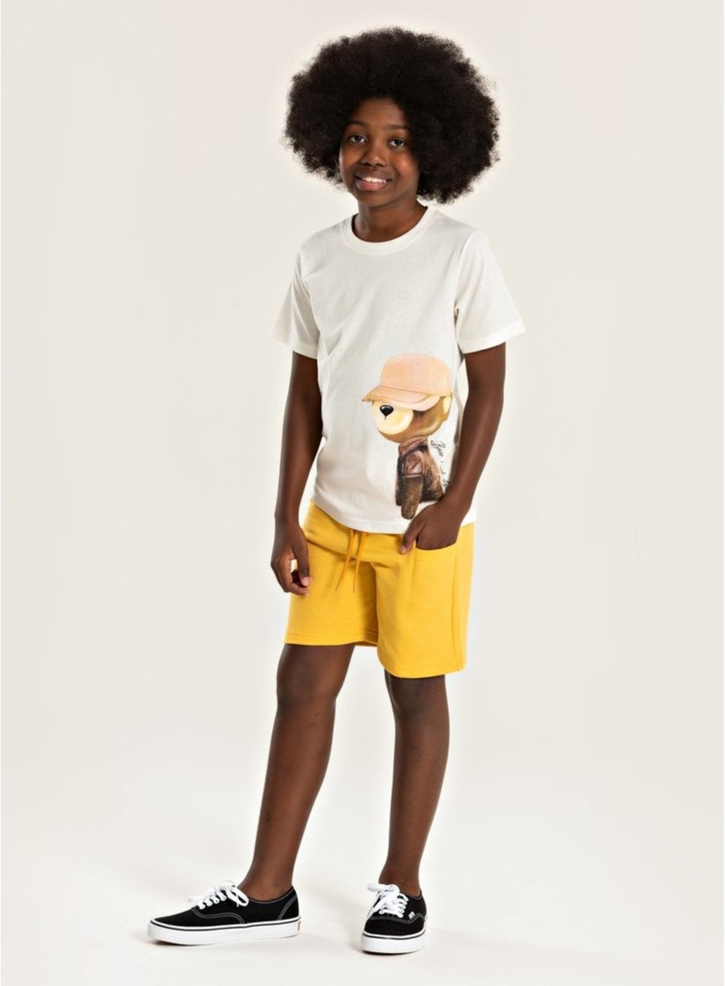 Imagem principal Infantil - Conjunto Verão Menino Natural Camiseta e Bermuda Com Bolso Urso Descolado Molekada bege natural Molekada bege natural