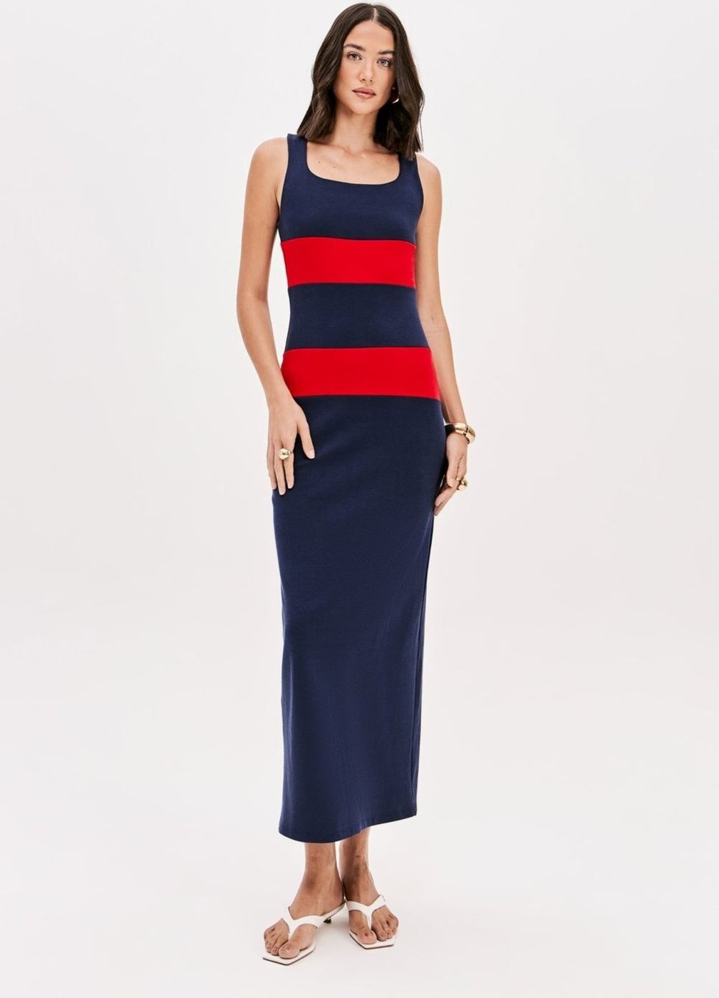 Vestido Super Midi Com Recortes