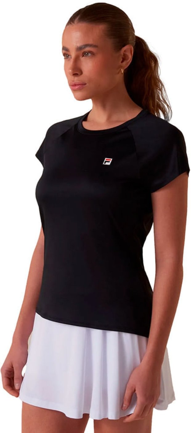 Imagem principal Camiseta Feminina Fila Tennis Basic UV FPS50+ Preta/Vermelha preto Fila preto