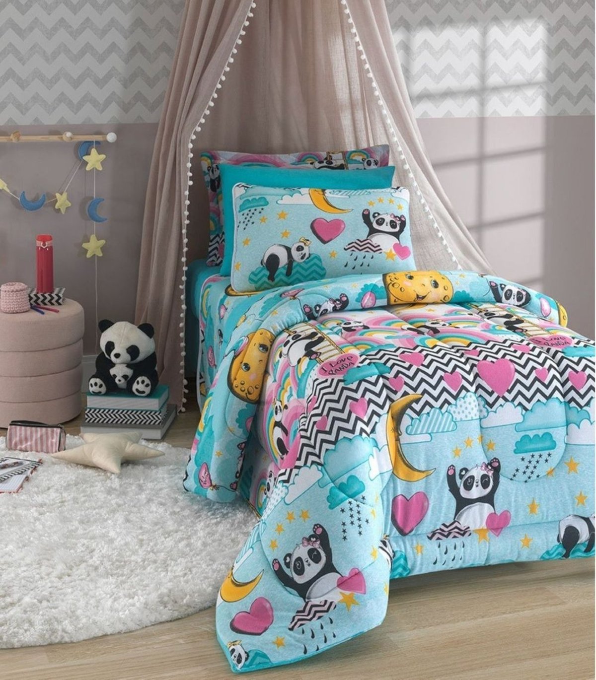 Jogo de Cama Solteiro Love Panda Vivaldi