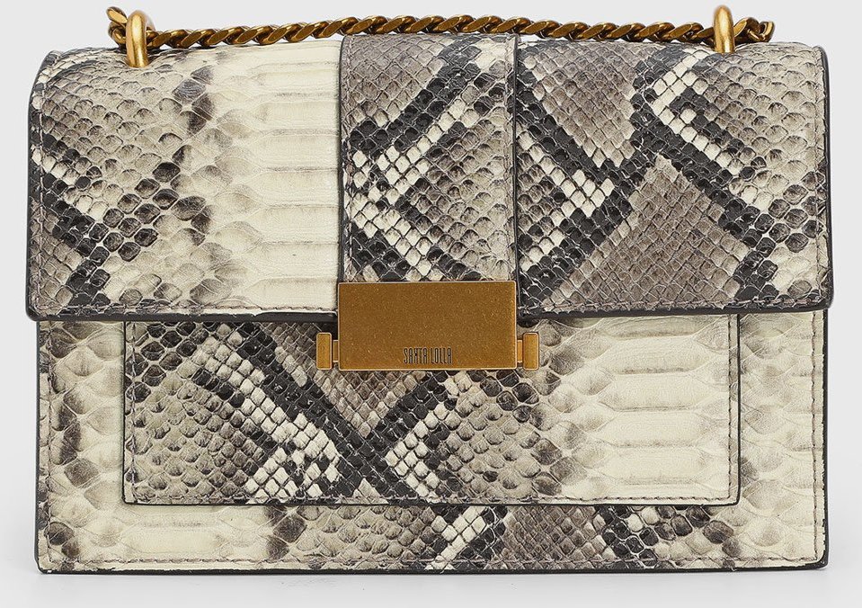 Bolsa Média Feminina Santa Lolla Textura Cobra Off-White