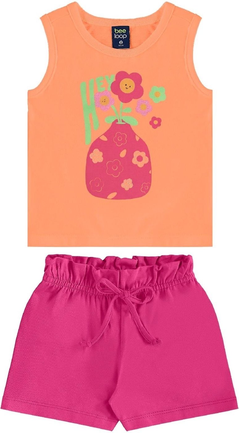 Imagem principal Infantil - Conjunto Regata Florezinhas Short Bee Loop laranja Bee Loop laranja