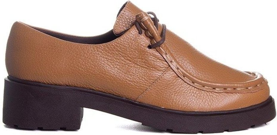 Sapato Oxford Feminino Pixolé Salto Médio Couro Capuccino