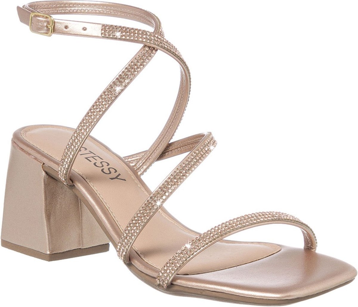 Imagem principal Sandália Feminina Stessy Elegante Festa Brilho Luxo Salto Grosso Stessy Shoes preto Stessy Shoes preto