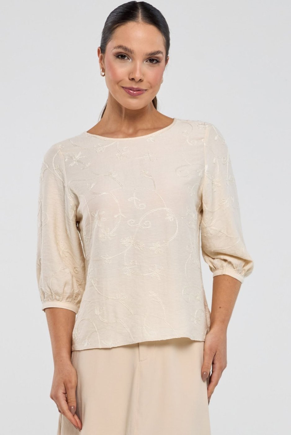 Imagem principal Blusa PKS Em Viscose Bordada Off White bege white PKS bege white