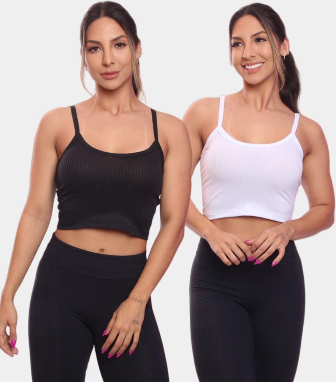 Imagem principal Kit 2 Top Cropped Alcinha Canelado Feminino Lisa Blusa Blusinha Básica Colorido ADRIBEN multicolorido ADRIBEN multicolorido