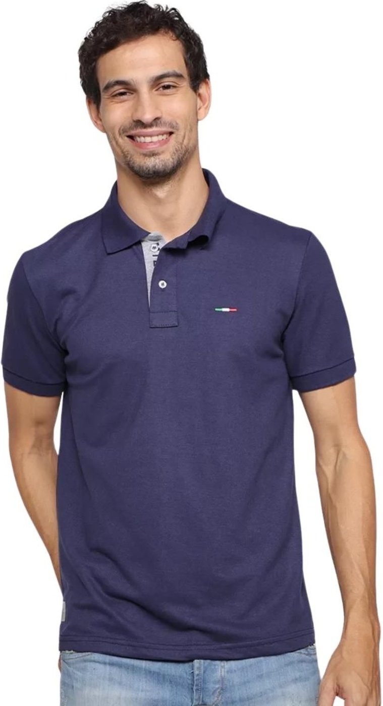 Imagem principal Camisa Polo Masculina Básica Industrie Piquet no Estilo Tommy Bordado Itália Marinho azul marinho Industrie azul marinho