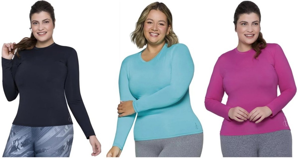 Imagem principal Kit 3 Camisas Térmicas Selene Proteção UV Plus Size Feminina rosa SELENE rosa