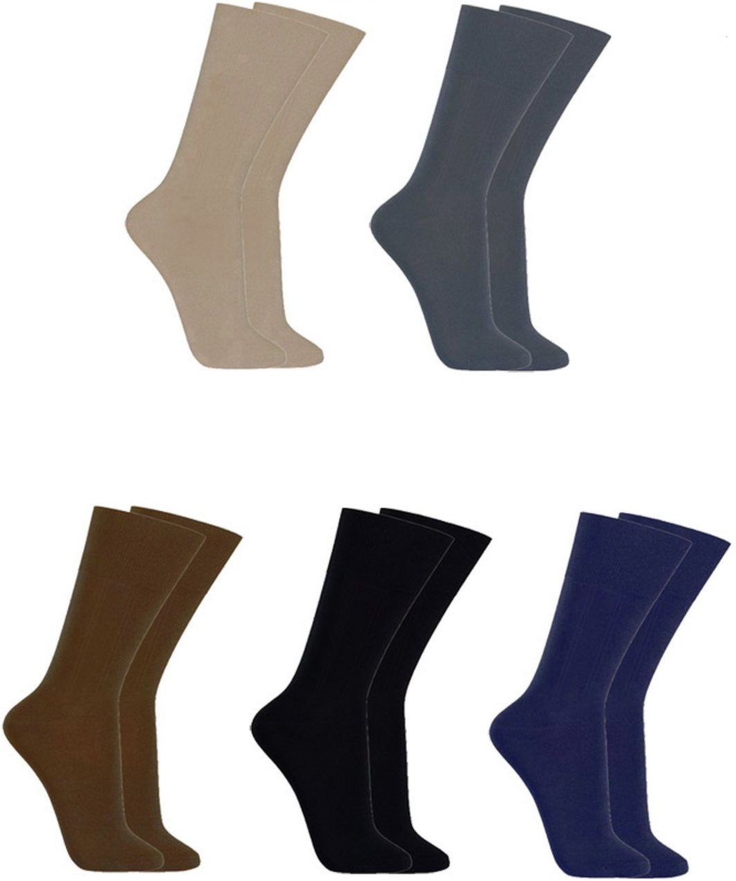 Kit Com 5 Pares de Meias Sociais Microfibra - Sortido Colorido