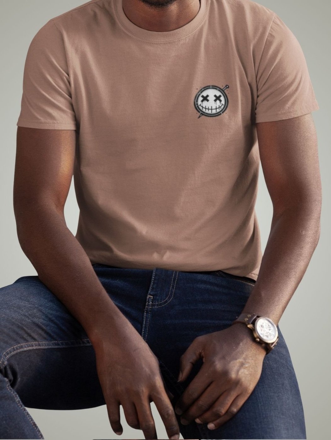 Imagem principal Camiseta Masculina Plus Size Premium Confortável T-shirt Estampada Smile Peito Caqui Gugi cáqui caqui Gugi cáqui caqui