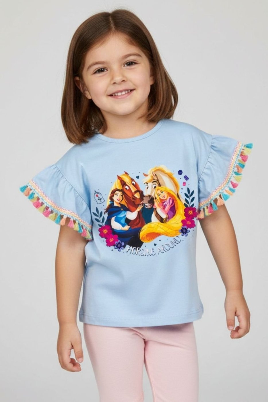 Imagem principal Infantil - Camiseta Feminina Princesas Disney azul Disney azul