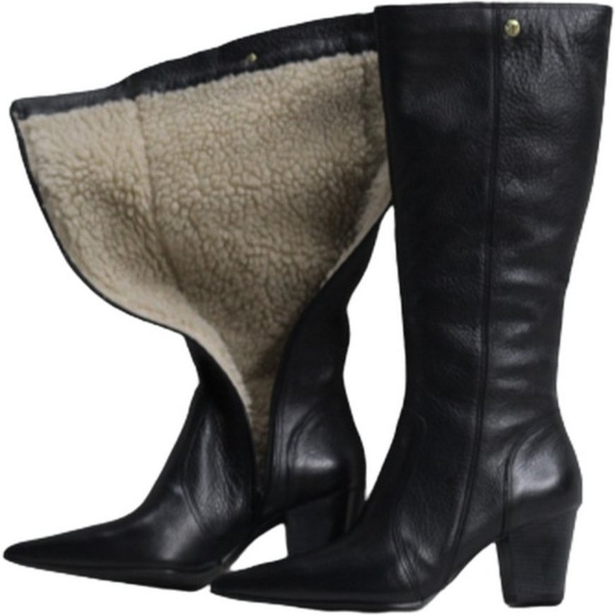 Imagem principal Bota Feminina Lã Sintética Bico Fino Cano Longo Couro Salto 6 Cm Spinelli preto Spinelli preto