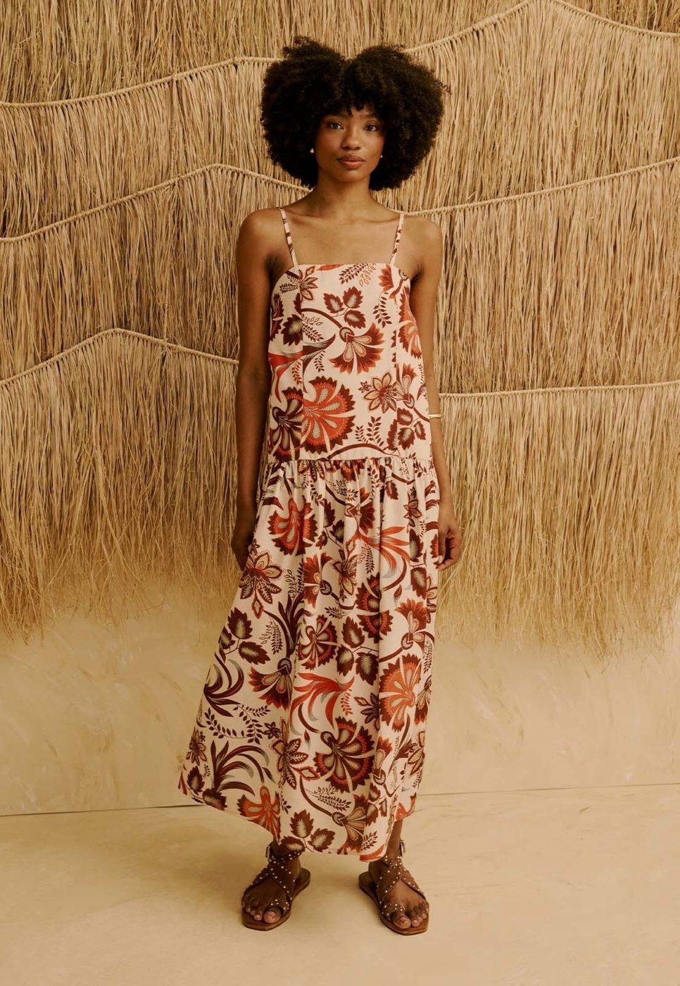 Vestido Midi Estampado Tika