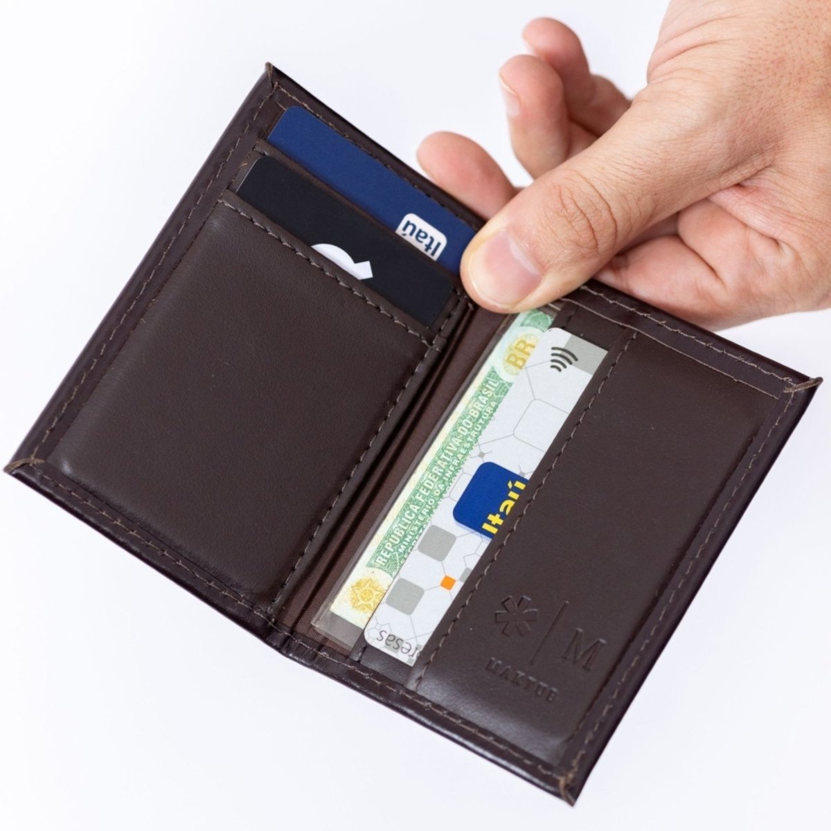 Imagem principal carteira Slim Masculina Feminina carteira couro porta cartao cnh Maktub modelo holanda MAKTUB STYLE marrom MAKTUB STYLE marrom