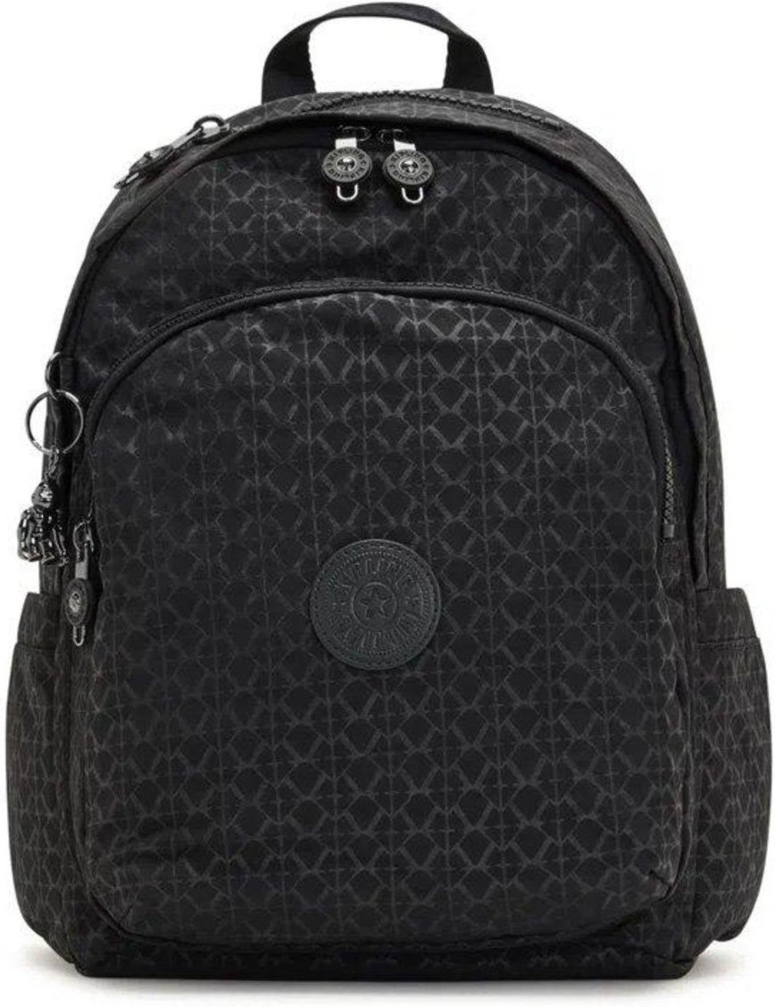 Mochila Kipling Delia 16L Estampado Signature Preto