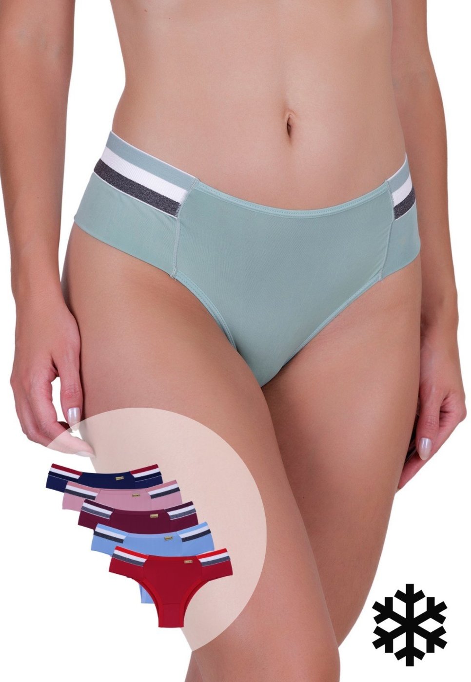 Imagem principal Kit 5 Calcinhas Femininas Microfibra Fashion Elástico Colorido Pala Dupla Concept Lingerie multicolorido Concept Lingerie multicolorido