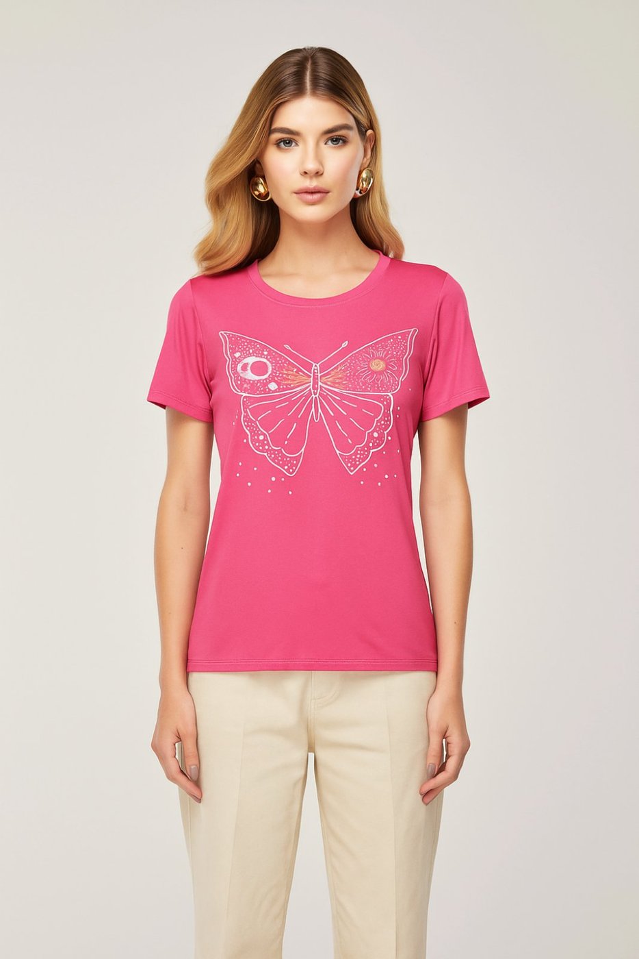 Imagem principal T-Shirt D Bell Outlet Fashion Tshirt Especial Foil - Borboleta Sol e Lua pink D BELL OUTLET FASHION pink