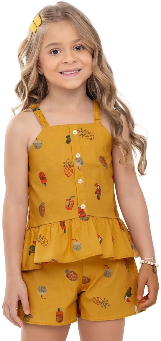 Imagem principal Infantil - Conjunto Menina Tropical Babados Elian azul Elian azul