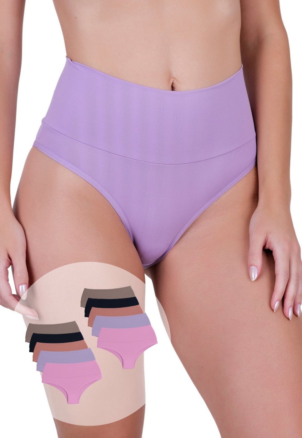 Imagem principal Kit 10 Calcinhas Femininas Cós Alto Microfibra Alternativa Compressão Leve Concept Lingerie multicolorido Concept Lingerie multicolorido