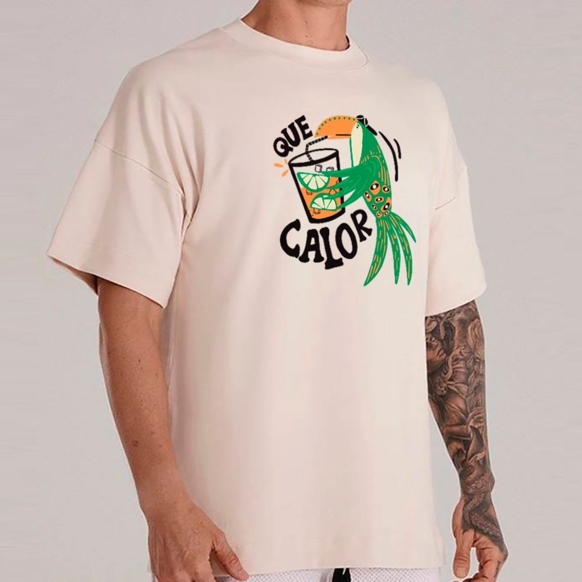 Imagem principal Camiseta Ousy Básica Que Calor Tropical Unissex Off White off-white white ousy off-white white