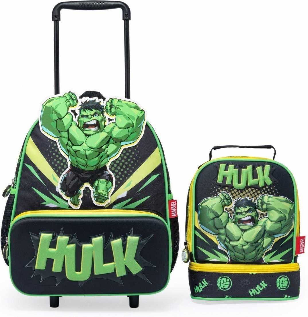 Imagem principal Infantil - Kit Mochila Lancheira Hulk Masculino Rodinha Marvel verde Marvel verde