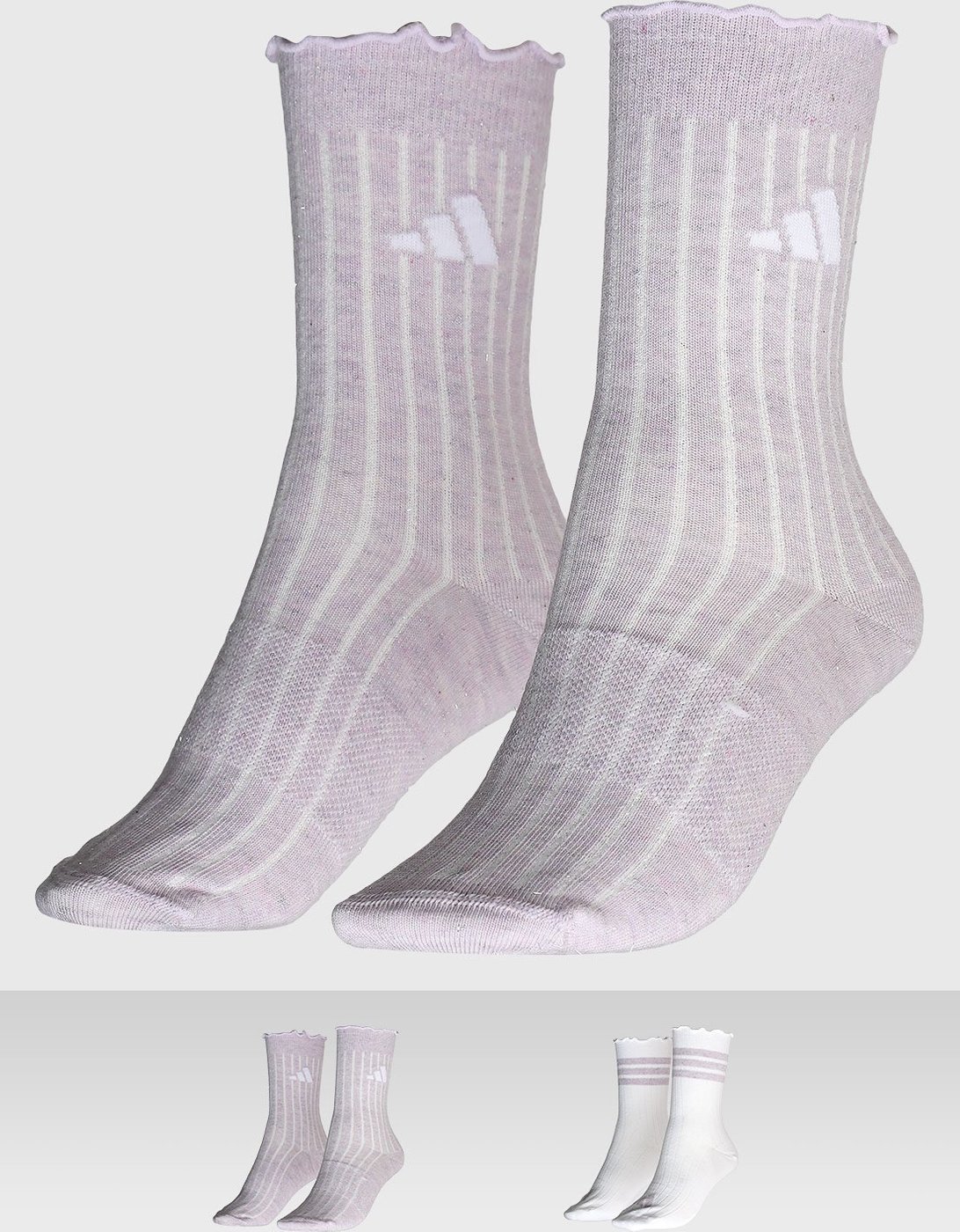 Kit com 2 pares de meias Feminina Adidas Performance Glow Canelada Babado