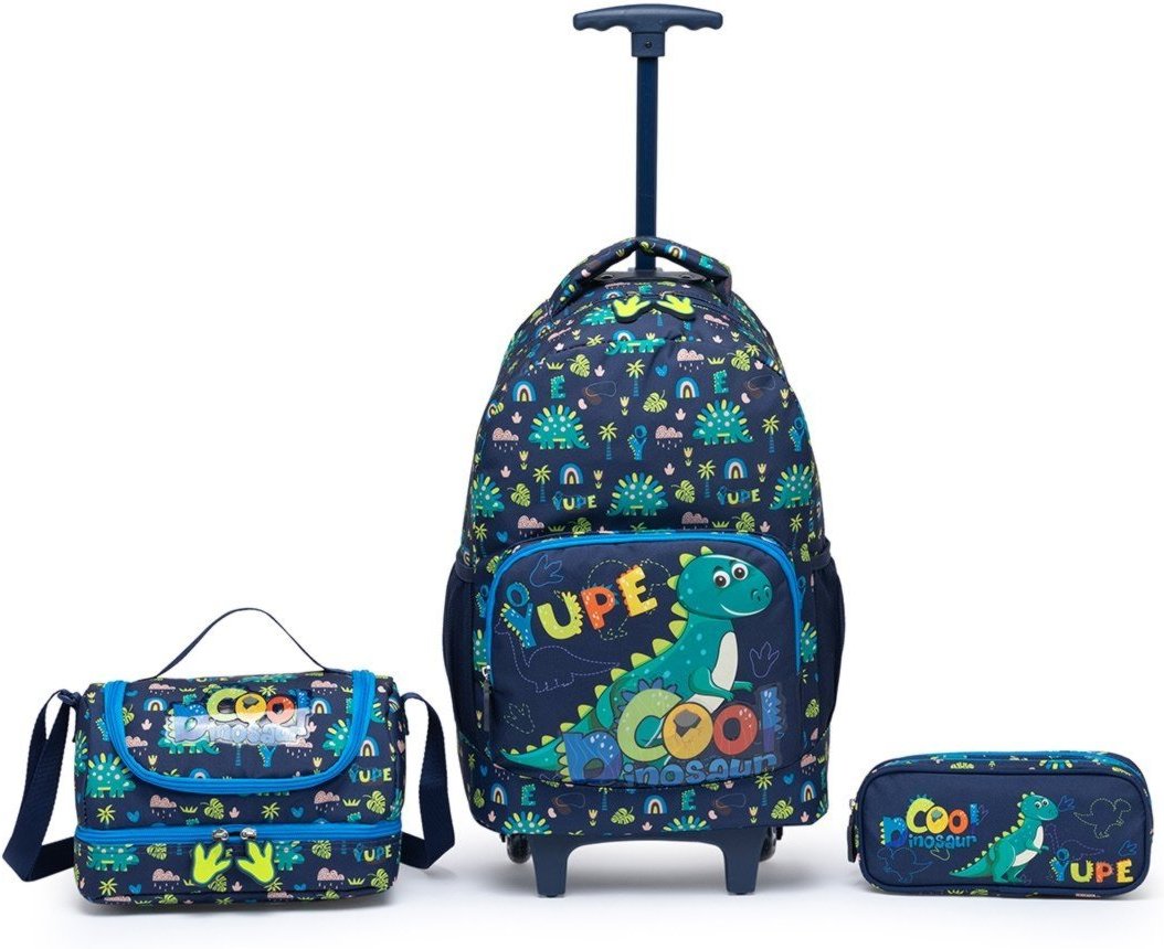 Infantil - Kit Mochila Yupe Escolar Rodinha Estojo Lancheira Espaçoso