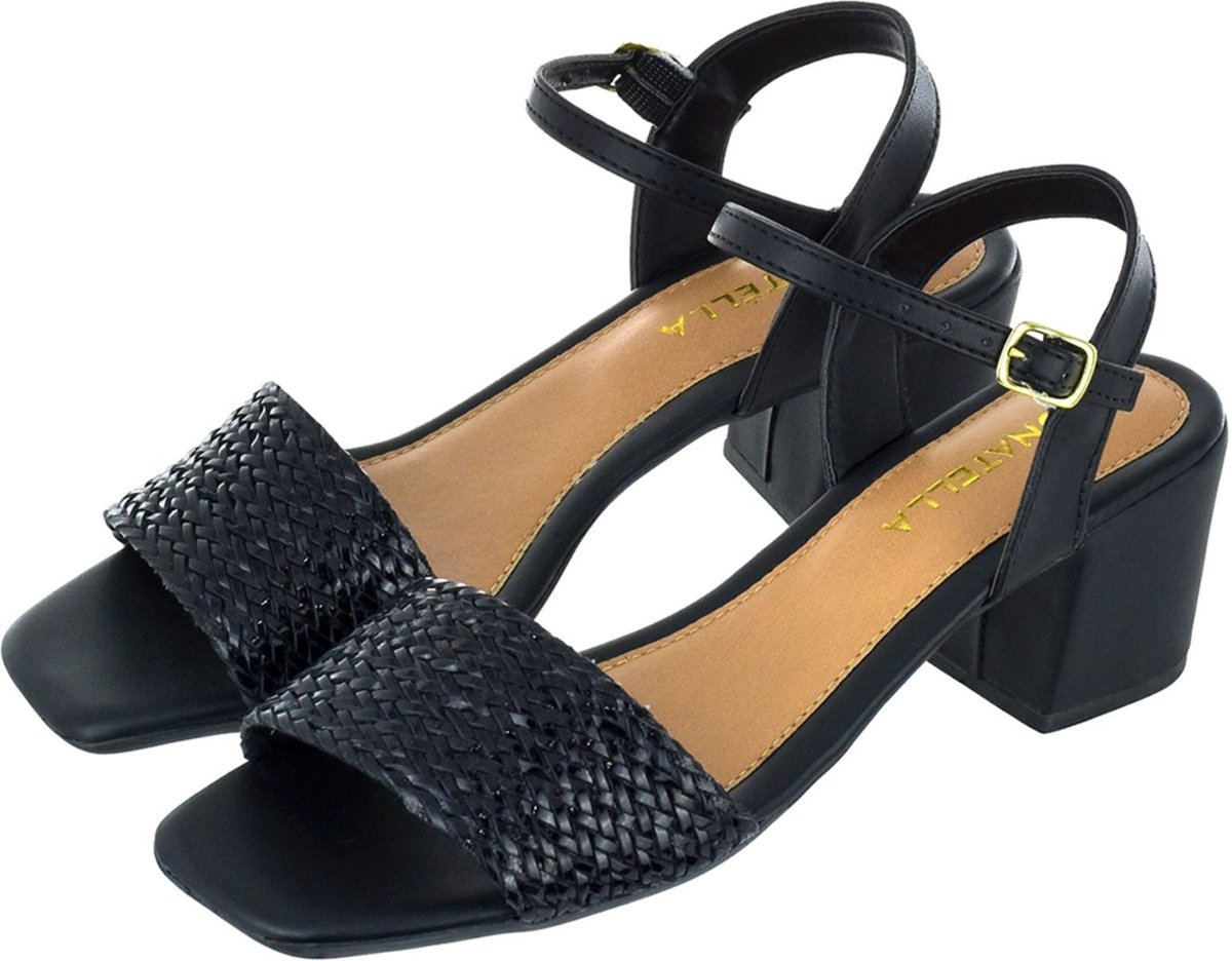 Sandália Feminina Tamanco Salto Alto Bloco CM Calçados tira trançado