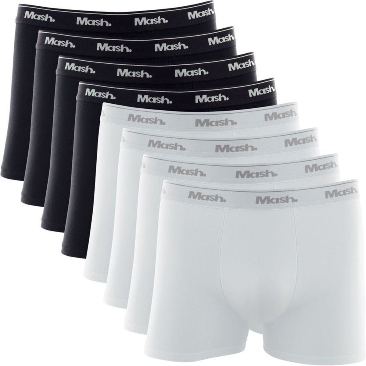 Imagem principal Kit Cueca Boxer Mash 8 Peças Masculina Algodão Elástico Sortido P preto MASH preto