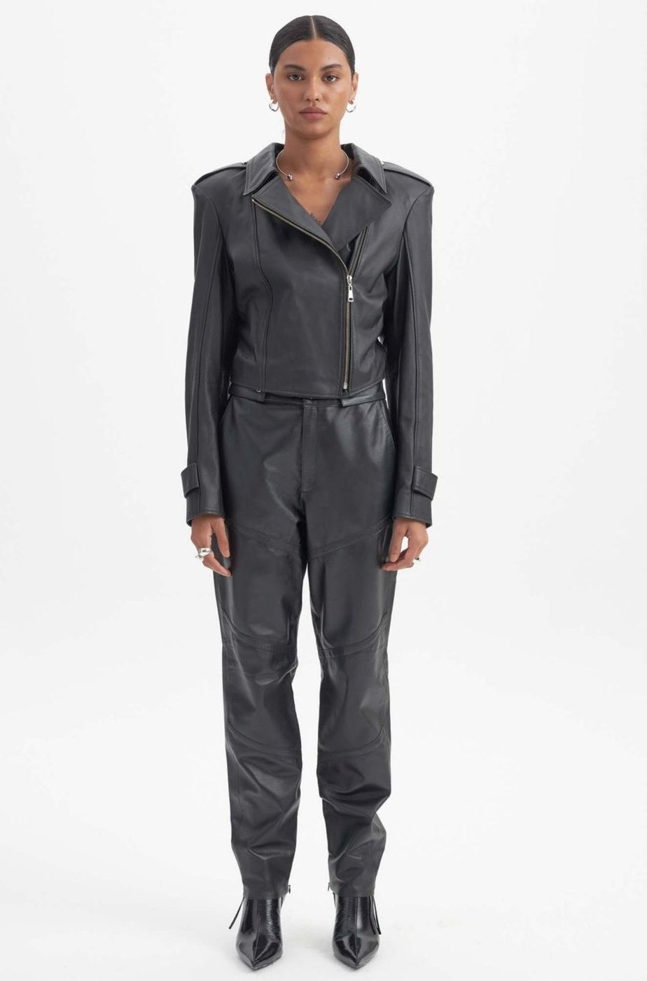 Imagem principal Calça De Couro Com Zíperes Lança Perfume preto Lança Perfume preto