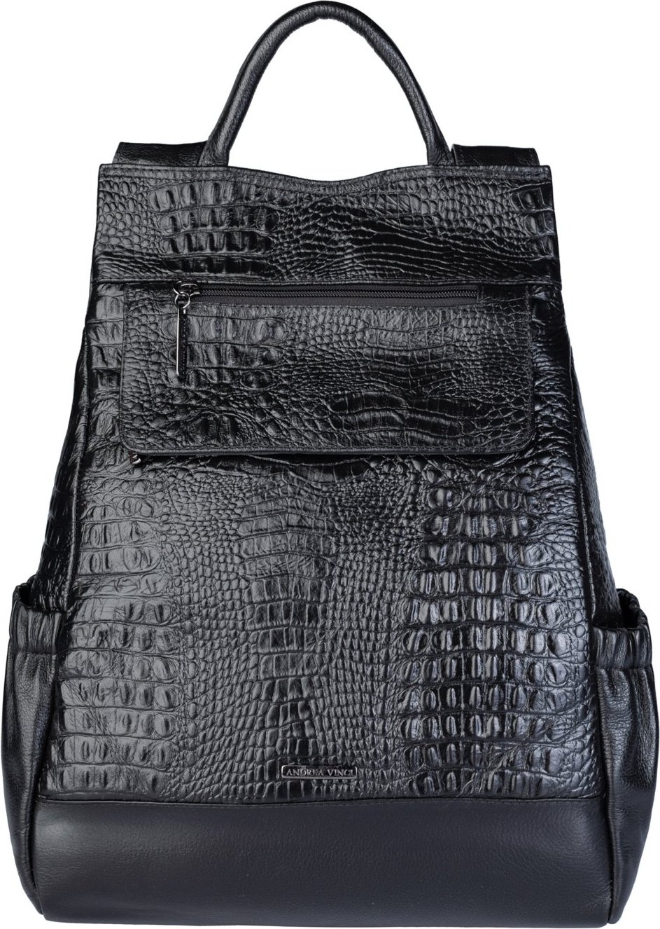 Mochila Andrea Vinci Antifurto De Couro Croco Grafite Suelen