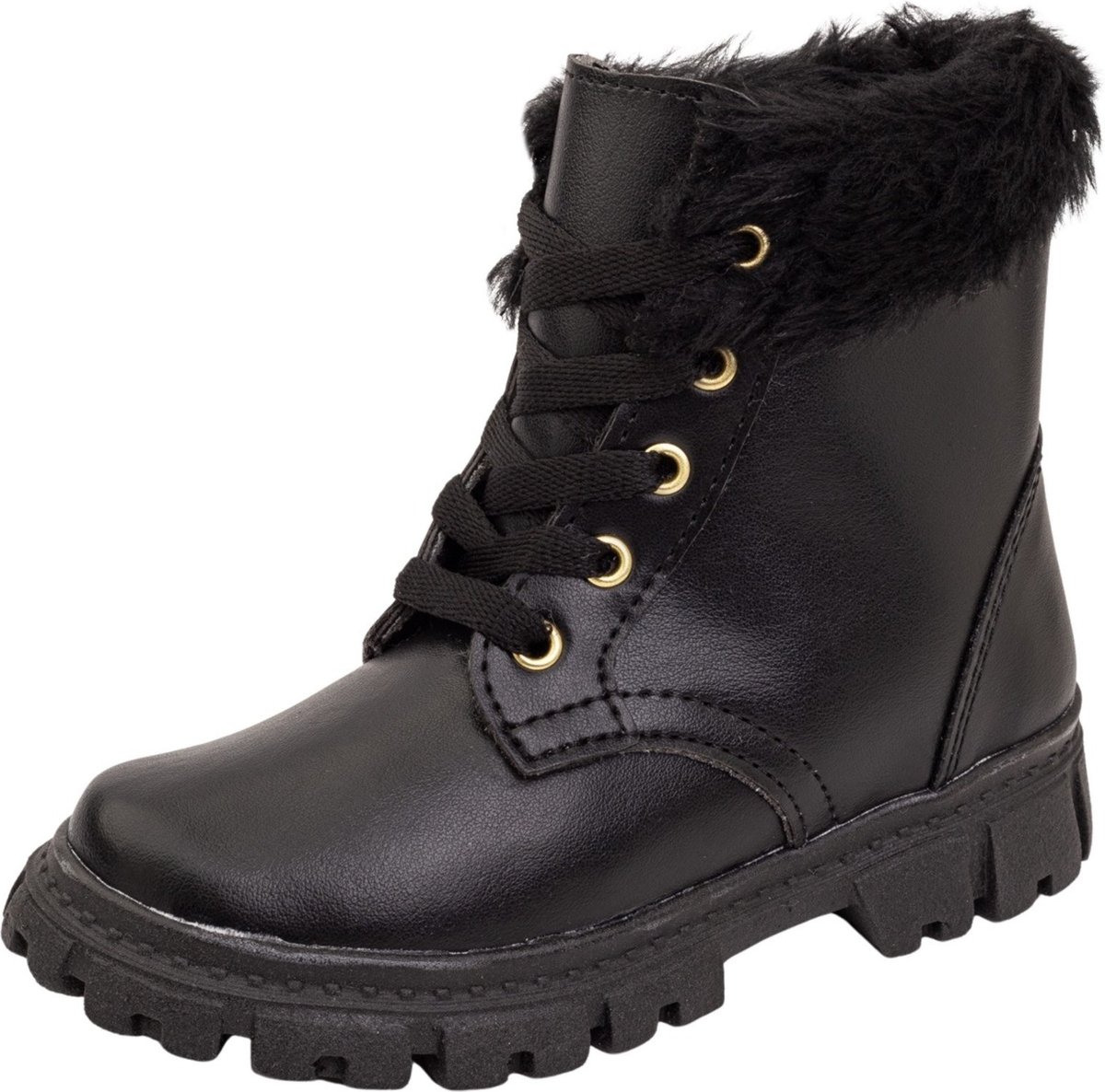 Infantil - Bota Feminina Coturno Menina Pelinho