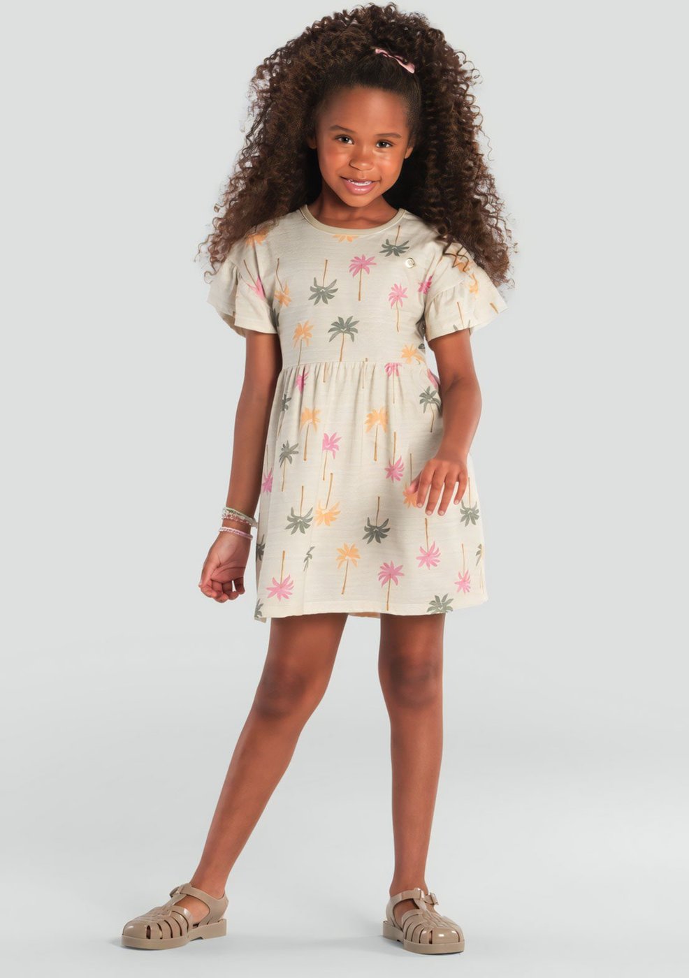 Imagem principal Infantil - Vestido Brandili Floral e Folhagem bege Brandili bege