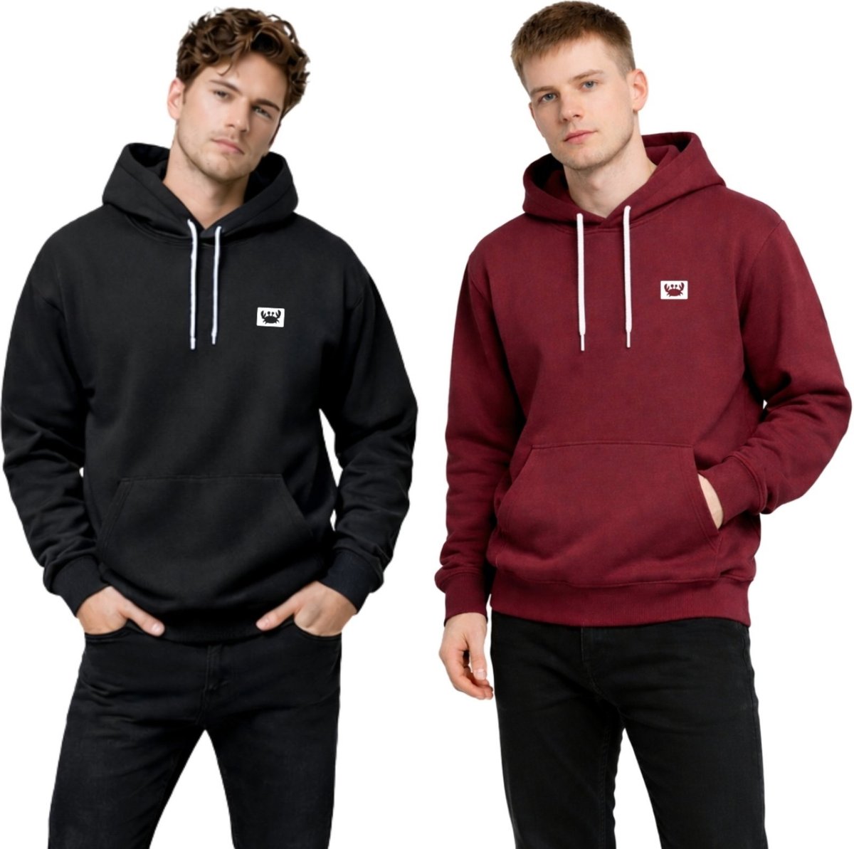 Imagem principal Kit 2 Blusa de Moletom Relaxado Canguru Com Capuz Macio Quente Estampado azul marinho azul marinho