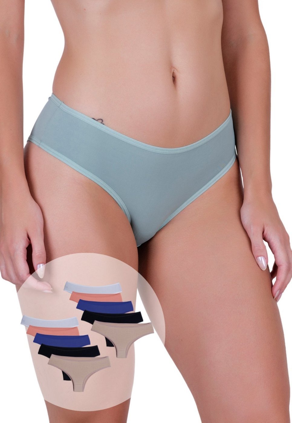 Imagem principal Kit 10 Calcinhas Femininas Microfibra Comportada Laterais Largas Concept Lingerie multicolorido Concept Lingerie multicolorido