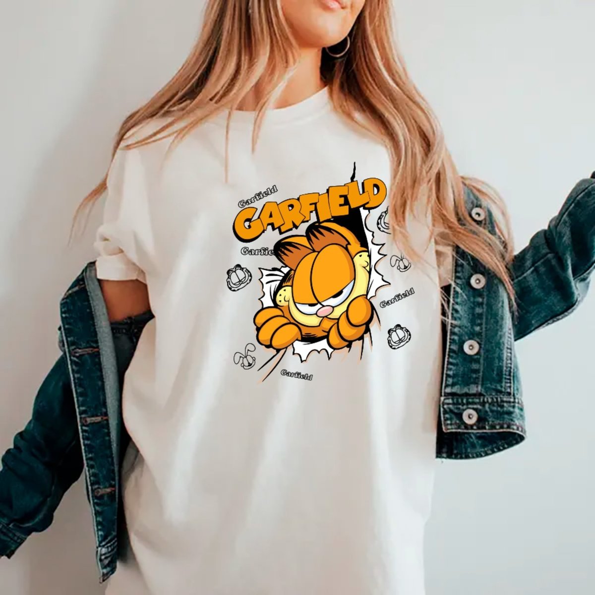 Imagem principal Camiseta Ousy Oversized Garfield Design Cartoon Moda Geek Unissex marrom ousy marrom