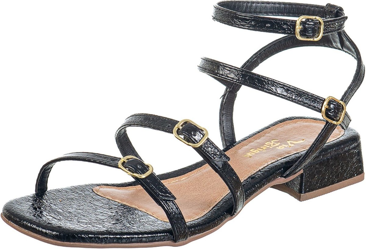 Sandália Feminina Saltinho Com Tiras de Regulagem Via Birigui