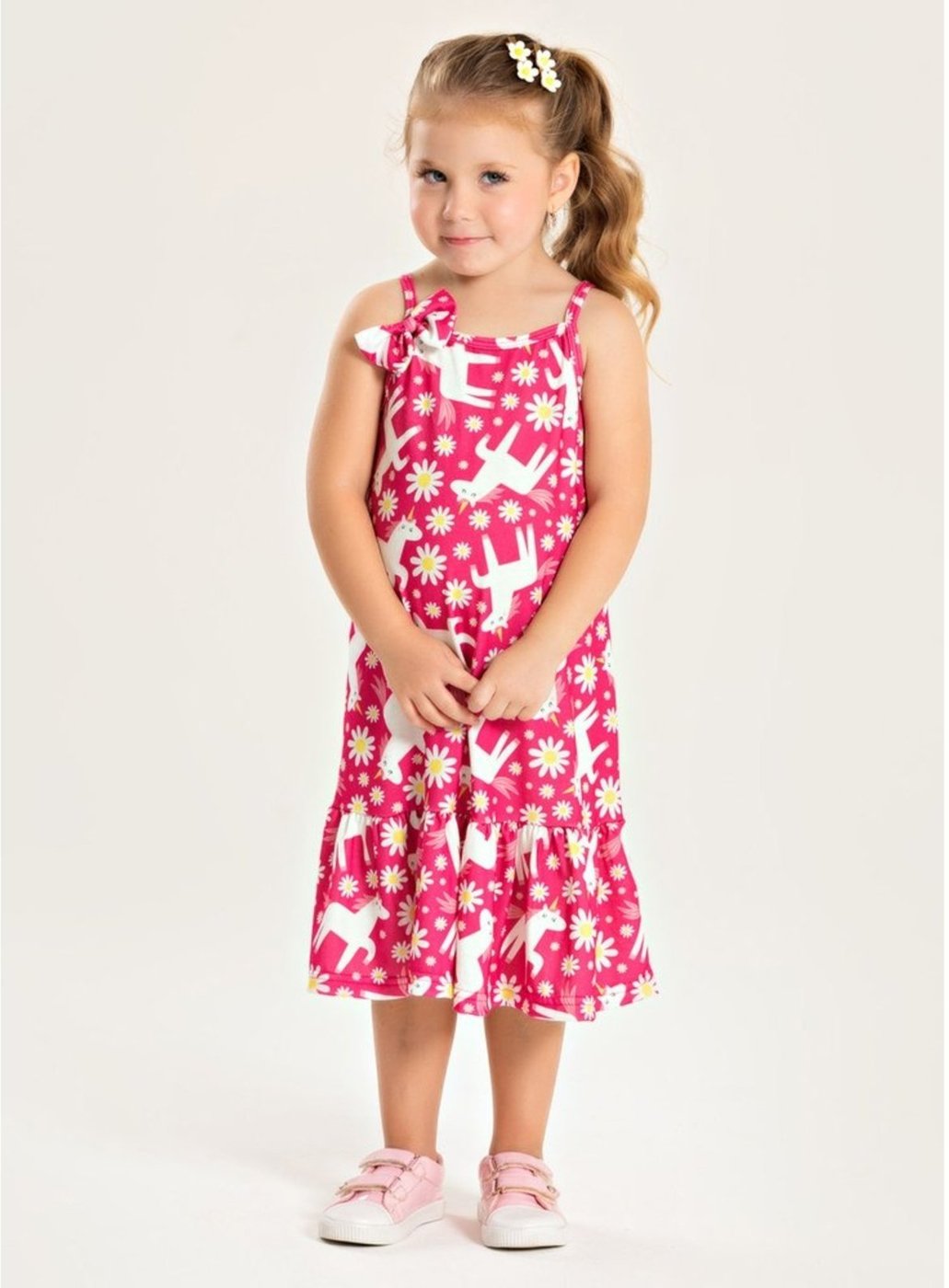 Imagem principal Infantil - Vestido Alcinha com Lacinho Verão Menina Pink Unicórnios Molekada rosa pink Molekada rosa pink