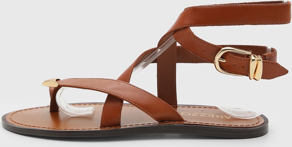 Imagem principal Rasteira Feminina Arezzo Tiras Cruzadas marrom Arezzo marrom