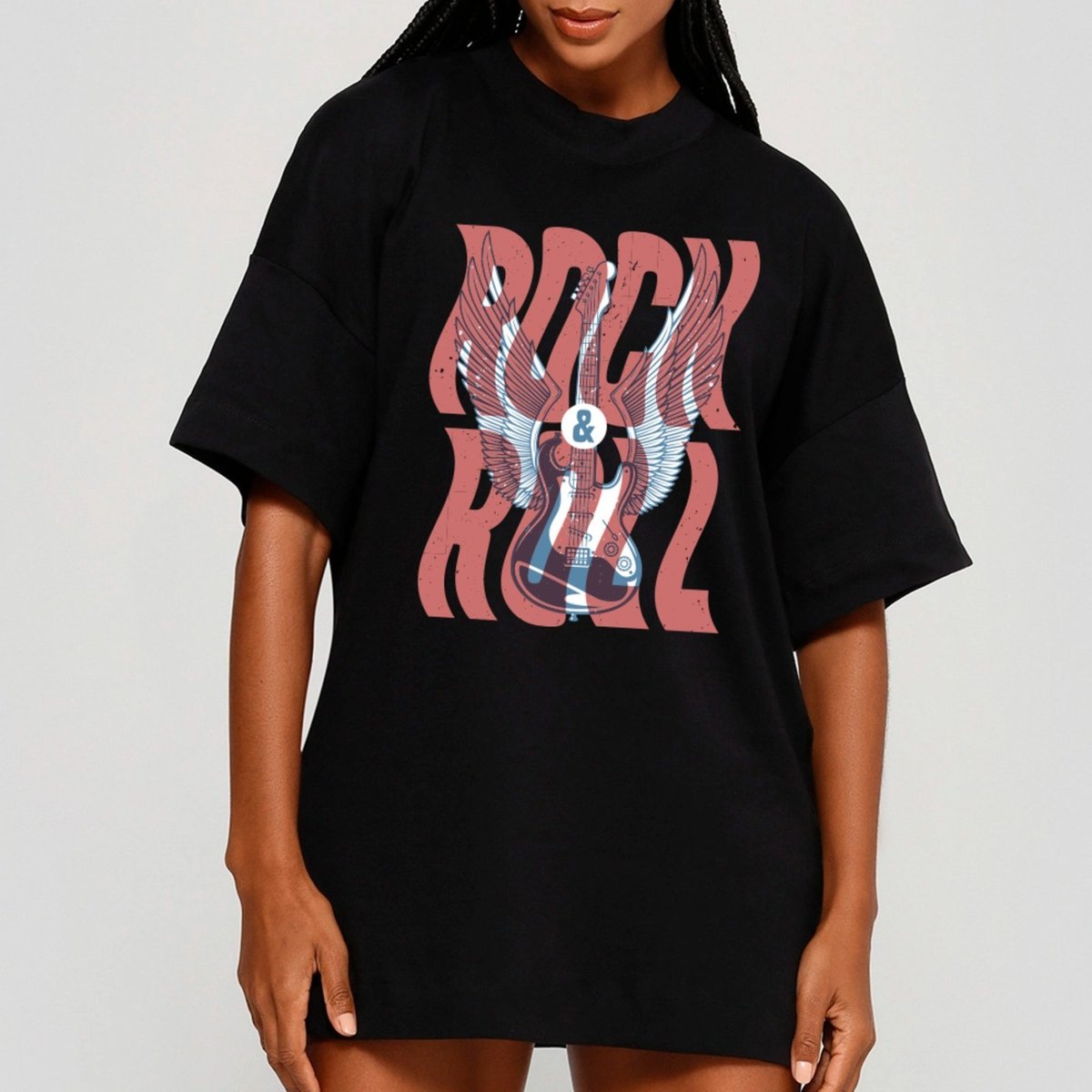 Imagem principal Camiseta Ousy Streetwear Rock and Roll Urban Wave Oversized Unissex preto ousy preto