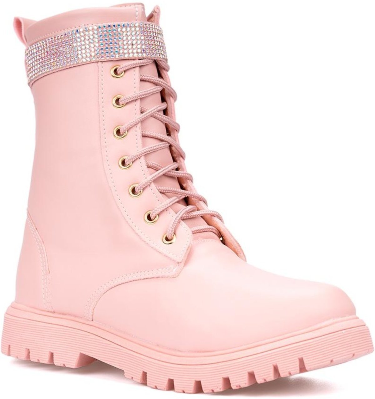 Imagem principal Infantil - Bota Coturno Menina Cano Alto Longo Tira De Strass Menina Fashion rosa Menina Fashion rosa