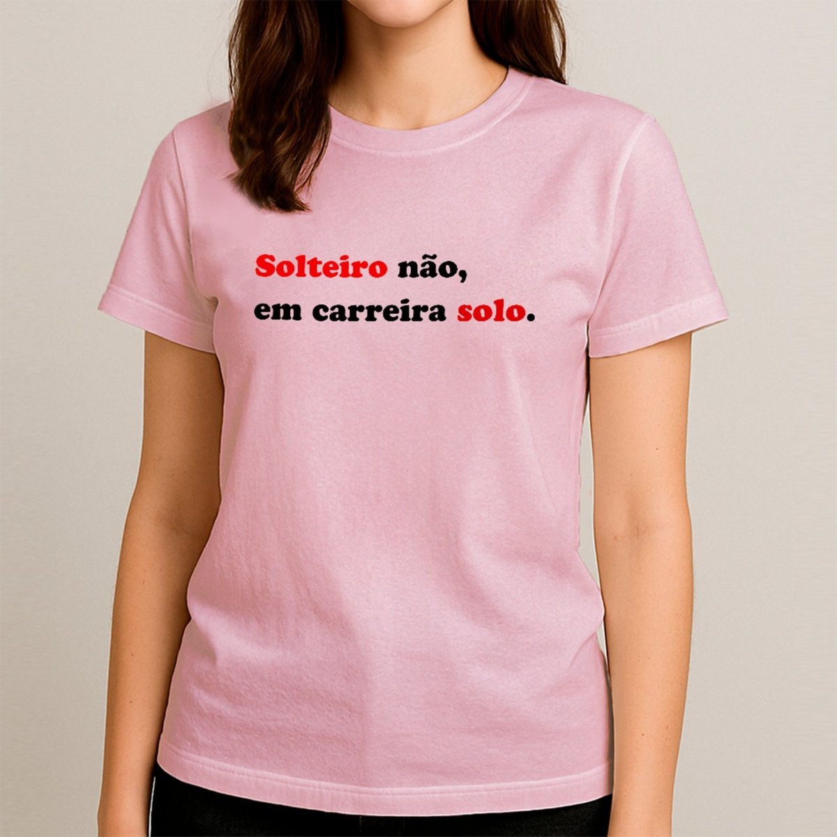 Imagem principal Camiseta Ousy Básica Carreira Solo Humor Meme Solteiro Carnaval Unissex rosa ousy rosa