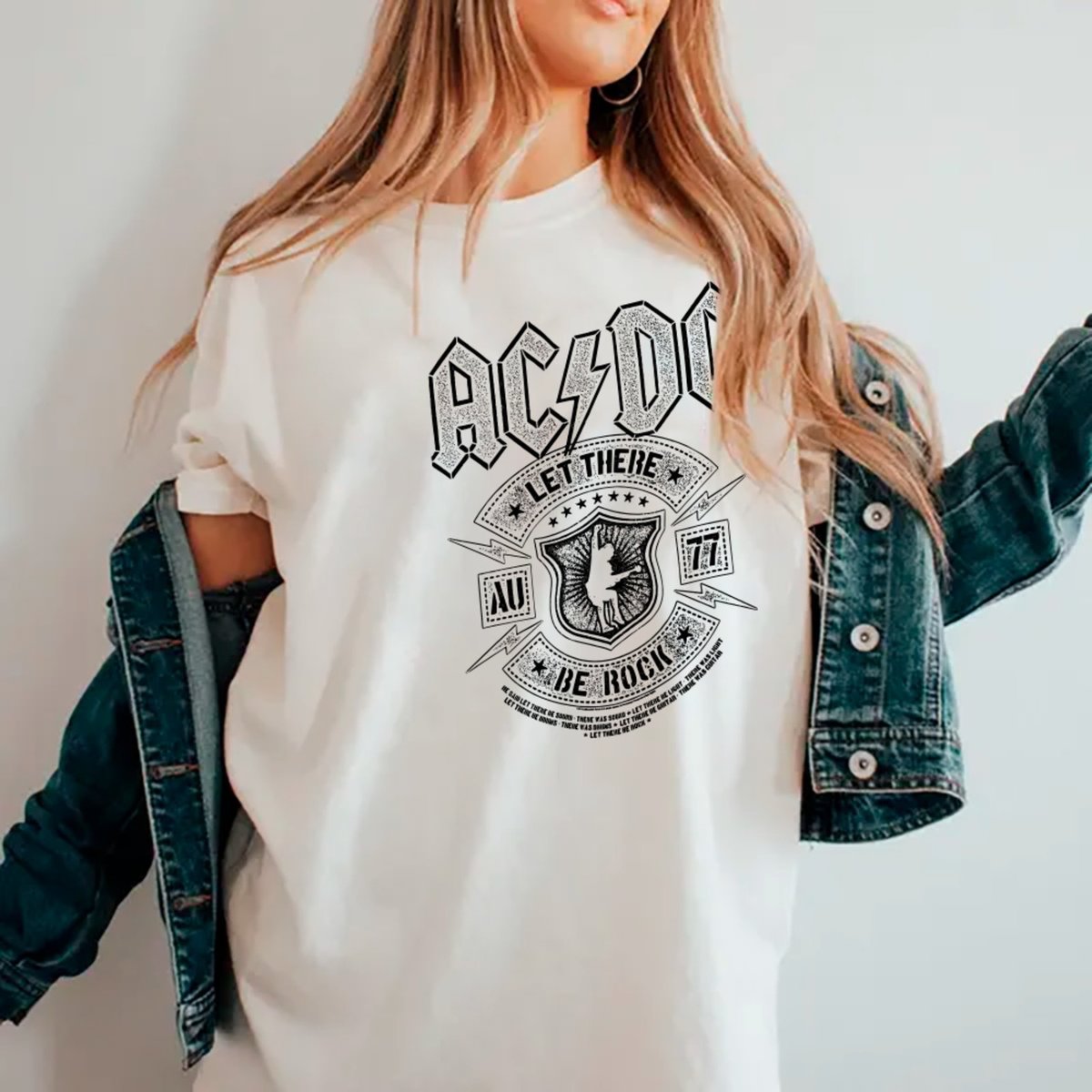 Imagem principal Camiseta Ousy Básica AC DC Let There Be Rock Estampa Clássica Unissex preto ousy preto