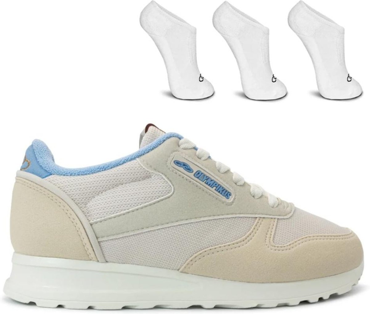 Imagem principal Kit Tênis Olympikus Unissex Jogging 101 SE + 3 Pares de Meias Olympikus Invisíveis bege OLYMPIKUS bege