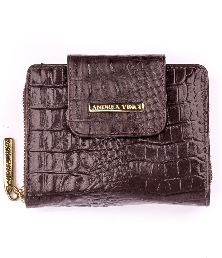 Imagem principal Carteira feminina de couro croco Lolla 10x13cm - Café Andrea Vinci vermelho Andrea Vinci vermelho