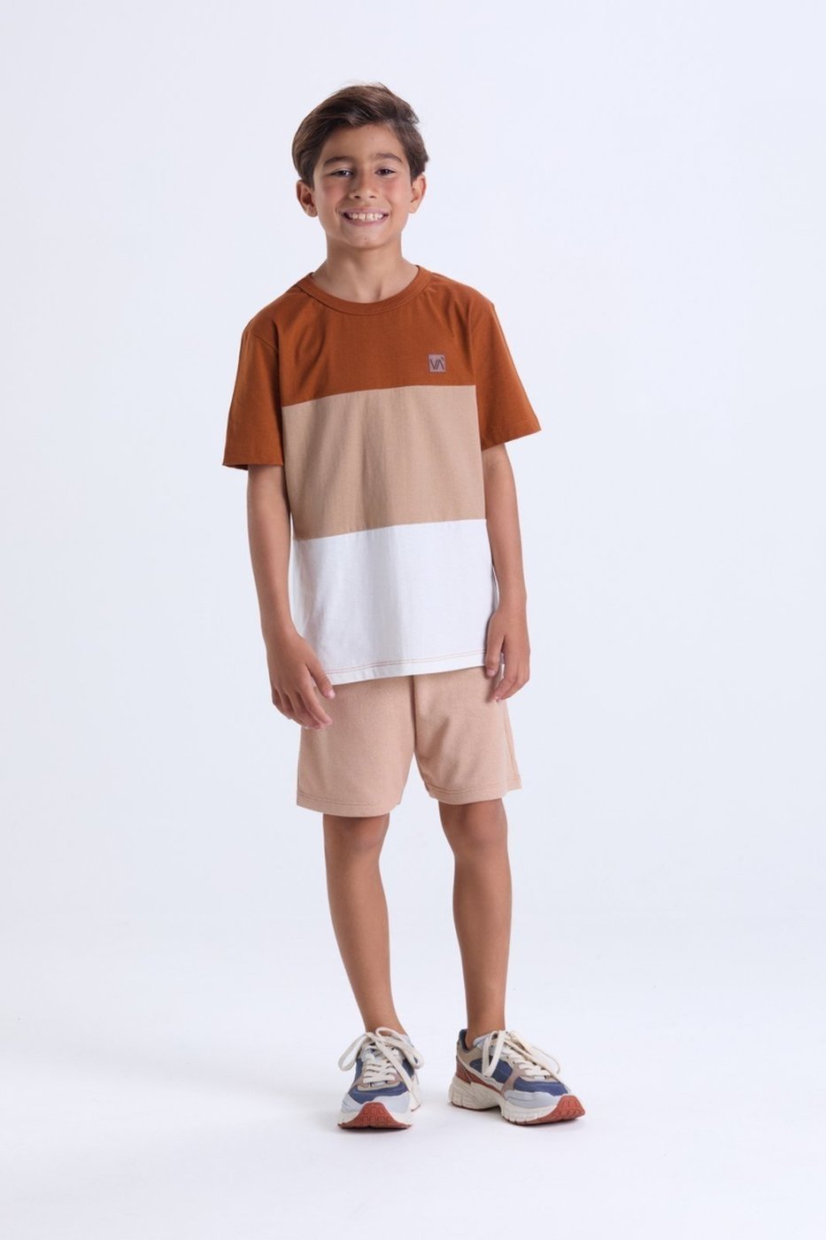 Imagem principal Infantil - Conjunto Masculino de Verão Faixas Coloridas VIDA COSTEIRA caramelo VIDA COSTEIRA caramelo