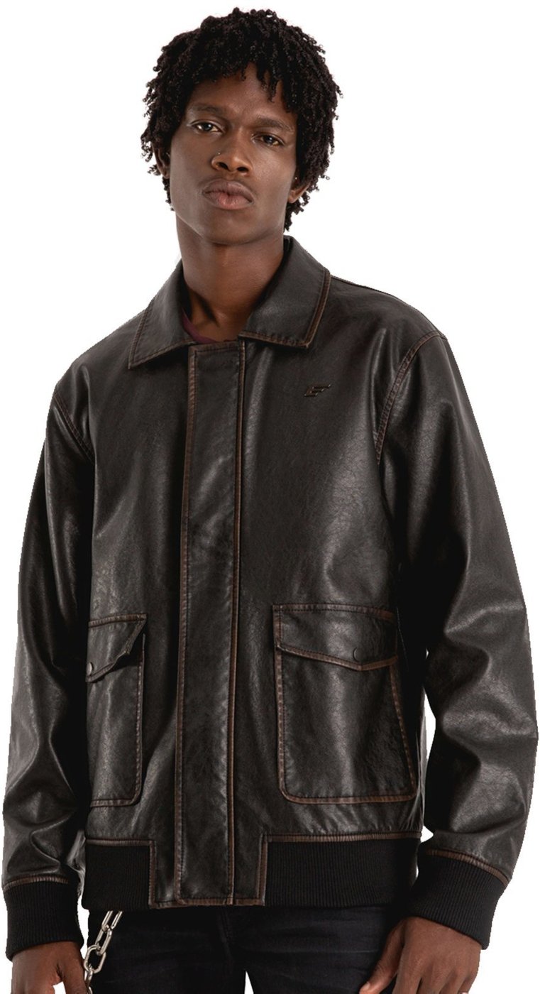 Jaqueta Ellus Masculina PU Washed New Aviator Preta