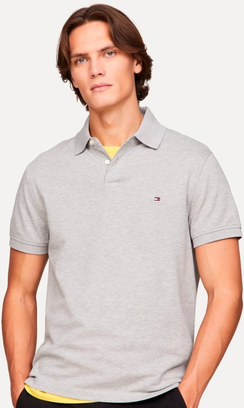 Imagem principal Polo Tommy Hilfiger Masculina Regular Piquet 1985 Light Mescla cinza Tommy Hilfiger cinza