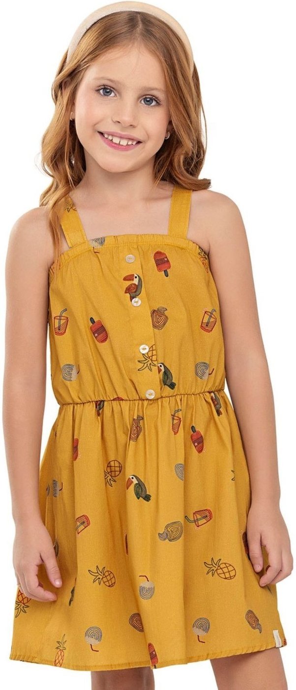 Infantil - Vestido Menina Tropical Tricoline Elian